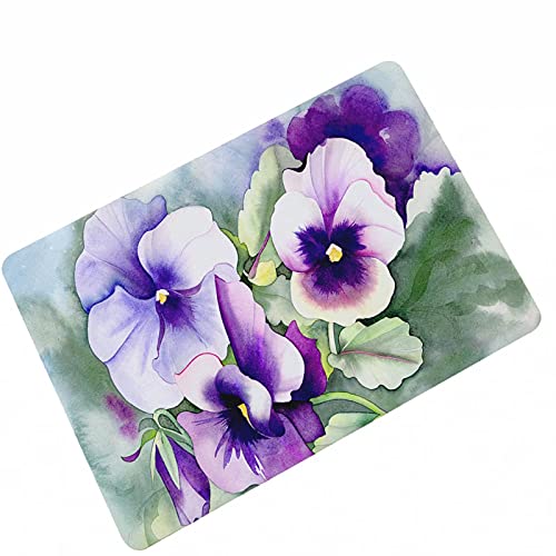 RJDJTTBD Lila Blumen Eingangs-Bodenmatte für drinnen und draußen, Vordertürmatte/Bodenteppich für drinnen und draußen, waschbare Garten-/Büro-Fußmatte, 19,7 x 31,4 Zoll von RJDJTTBD