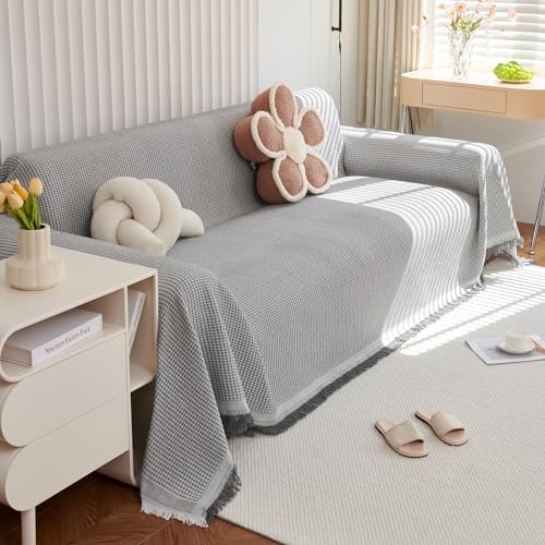 RJDJTTBD Massive Decke, wendbarer Überwurf für Sofas, Dicke, warme, weiche Decke für Bettsofas, Sessel, gestrickte dekorative Decke, 180 x 130 cm, Grau von RJDJTTBD