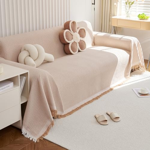 RJDJTTBD Massive Decke, wendbarer Überwurf für Sofas, Dicke, warme, weiche Decke für Bettsofas, Sessel, gestrickte dekorative Decke, 180 x 130 cm, Khaki von RJDJTTBD