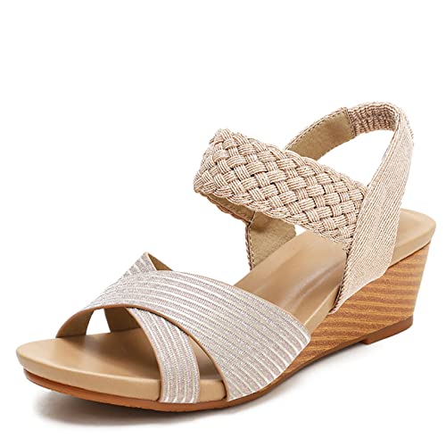 RJDJTTBD Offene Zehen-Keilsandalen, römische Damen-Sandale, Sommer, lässig, bequem, Strandsandalen, Elegante Schuhe für Damen von RJDJTTBD