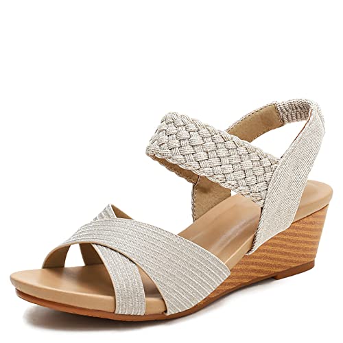 RJDJTTBD Offene Zehen-Keilsandalen, römische Damen-Sandale, Sommer, lässig, bequem, Strandsandalen, Elegante Schuhe für Damen von RJDJTTBD