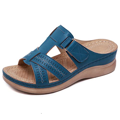 RJDJTTBD Sandalen für Damen, lässig, Sommer, Leder, offene Zehen, Hausschuhe, Sandalen, Flache Absätze, Strand, Damen-Flip-Flops von RJDJTTBD