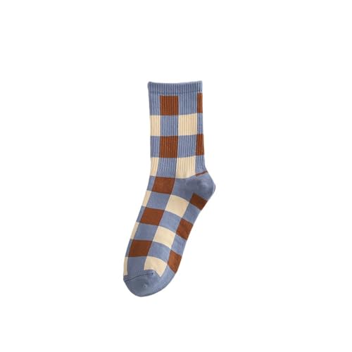 RJDJTTBD Socken für Damen, Damen-Herbst- und Winter-Mittelrohr-Socken, Kontrastfarben, gestreift, kariert, einfache süße Baumwollsocken, 10 Paar, Einheitsgröße von RJDJTTBD