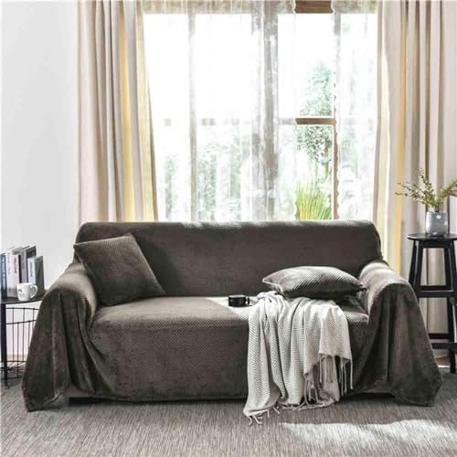 RJDJTTBD Sofaüberwürfe für große 3-Sitzer, extra große Überwürfe für 4-Sitzer-Sofas, Sofadeckenbezug in L-Form, Couchüberwurf für Couch, Sofa und Bett, braun, 200 x 200 cm von RJDJTTBD