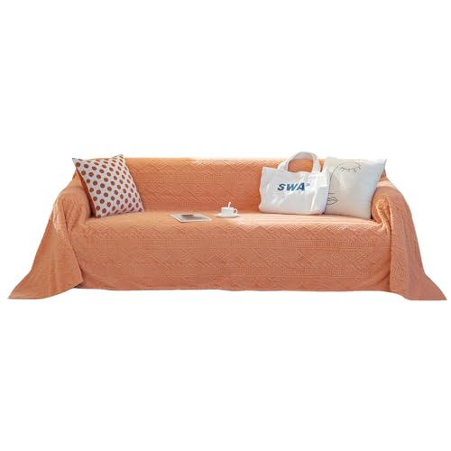 RJDJTTBD Überwürfe für Sofa, große einfarbige Sofa-Überwurfdecke, superweich und warm, vielseitige Überwürfe für Sofas, Couch, Sofa, Bett, Flauschige Decken für Stuhl und Bett, 180 x 150 cm, Orange von RJDJTTBD