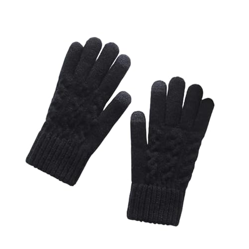 RJDJTTBD Winterhandschuhe Damen Herren Warme Winter-Touchscreen-Handschuhe Warme Stretch-Strickfäustlinge Wolle Vollfinger-Frau Radfahren Häkelhandschuh von RJDJTTBD