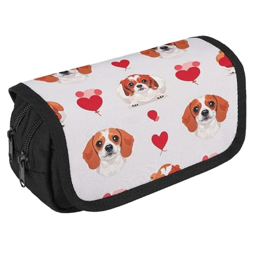 RKJVB Federmäppchen mit Aufschrift "Love Dog", großes Fassungsvermögen, Stiftebox, Doppel-Reißverschluss, Aufbewahrungstasche, 2 Fächer, tragbar, multifunktional, Schreibtisch-Organizer, Stifteetui, von RKJVB