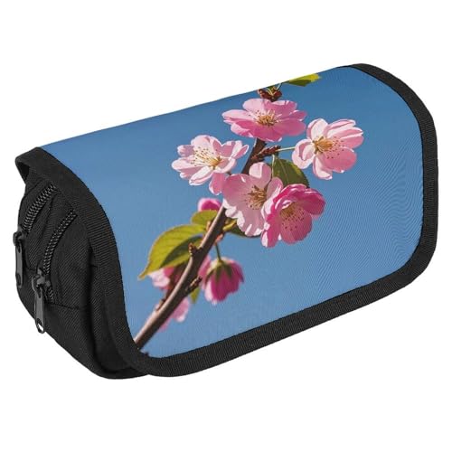 RKJVB Federmäppchen mit rosa Blumen, großes Fassungsvermögen, Stiftebox, Doppel-Reißverschluss, Aufbewahrungstasche, 2 Fächer, tragbare multifunktionale Tasche, Schreibtisch-Organizer, Stifteetui, von RKJVB