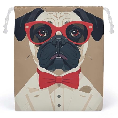 RKJVB Modische Khabby-Hunde-Kordelzugbeutel, staubdichte Aufbewahrungstasche, atmungsaktive Canvas-Tasche, wiederverwendbare Musselin-Tasche für Party, Hochzeit, Weihnachten, Geschenktüte, Stil:, 1 von RKJVB