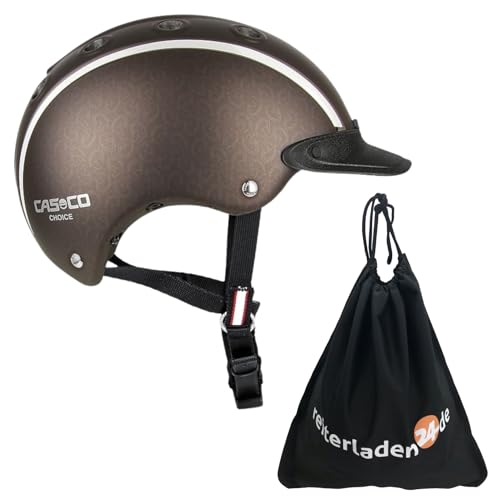 RL24 - Casco Kinder Reithelm Choice inkl. Schutzbeutel | ergonomische Reitkappe für Mädchen & Jungen | Helm zum Reiten, Fahrrad- & Skifahren | Reiterhelm in Braun Metallic | Größe S (52-56 cm) von RL24