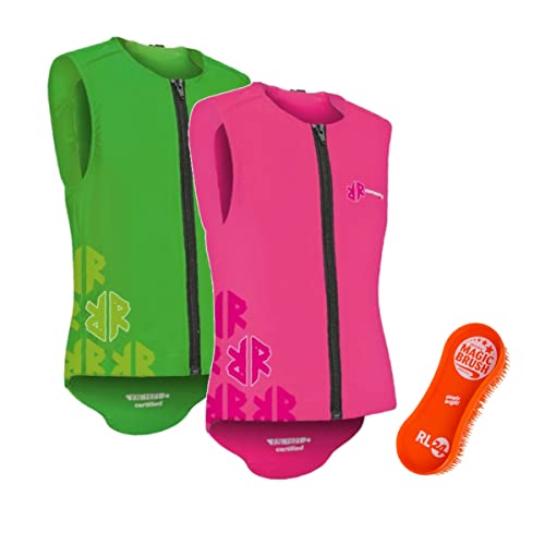 RL24 - Kinder Rückenprotektor Komperdell Air Junior inkl. MagicBrush | Reitschutzweste in rosa & Pferdebürste Set | leichtes & ergonomisches Design | Größe 140 von RL24