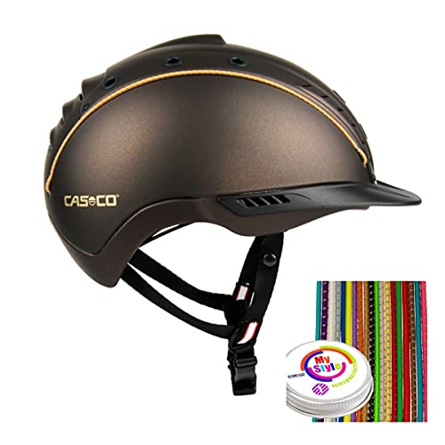 Reithelm MISTRALL-2 Casco Dunkelbraun L-XL (60-63cm) + MyStyle Wechselstreifen Casco braun Reflex Größe 2 von RL24