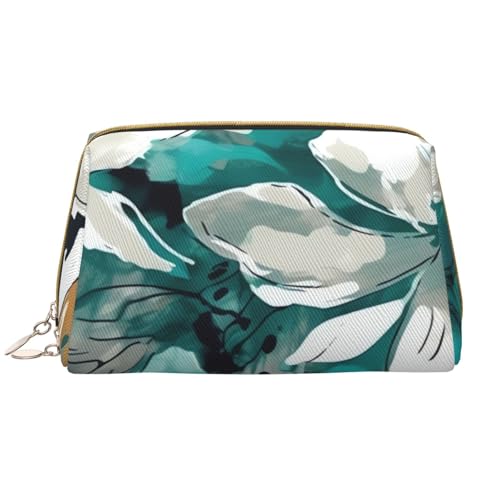 RLDOBOFE Kulturbeutel für Damen und Herren, Reise-Make-up-Tasche, Blumen und grüne Streifen, Make-up-Tasche, Kosmetiktasche, Blumenmuster, Einheitsgröße von RLDOBOFE