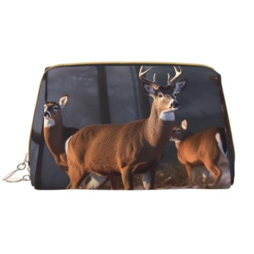 RLDOBOFE Kulturbeutel für Damen und Herren, Reise-Make-up-Tasche, Golden Retriever, Make-up-Organizer, Kosmetiktasche, Hirsche, Einheitsgröße von RLDOBOFE