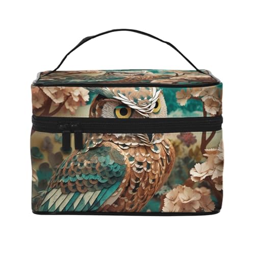 RLDOBOFE Kulturbeutel für Damen und Herren, Reise-Make-up-Tasche, Make-up-Organizer, Kosmetiktasche, Eule und Blume, hängende Kulturbeutel, Rasiertasche mit großer Kapazität für Reisen, Eule und von RLDOBOFE