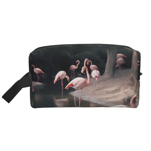 RLDOBOFE Kulturbeutel für Damen und Herren, Reise-Make-up-Tasche, Make-up-Organizer, Kosmetiktasche, alter Kompass, hängende Kulturbeutel, Rasiertasche mit großer Kapazität für Reisen, Flamingo, von RLDOBOFE