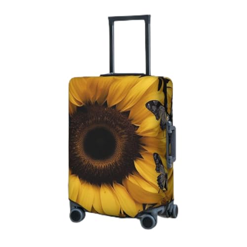 RLDOBOFE Reisegepäckhülle für Koffer, elastischer Kofferschutz, Schmetterlings- und Sonnenblumenkofferbezüge, waschbar, staubdicht, passend für 45,7 - 81,3 cm Gepäck, Schwarz , M von RLDOBOFE