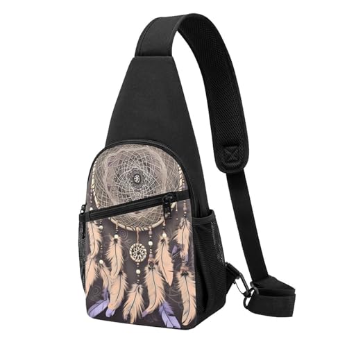 Schultertasche für Damen und Herren, trendig, Bakpack, lässige Brusttasche, Golden Retriever, Bauchtasche für Reisen, Wandern, Traumfänger, Einheitsgröße von RLDOBOFE