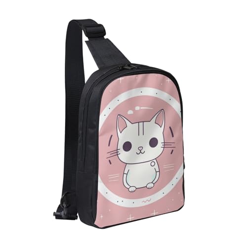 Schultertasche für Damen und Herren, trendiger Sling-Bakpack, lässige Brusttasche, der Löwe hat lange Haare, Bauchtasche für Reisen, Wandern, Katze im Kreis, Einheitsgröße von RLDOBOFE