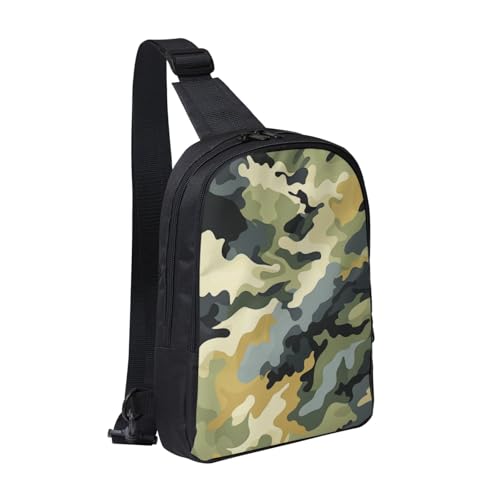 Schultertasche für Damen und Herren, trendiger Sling-Bakpack, lässige Brusttasche für Reisen, Wandern, Khaki/Camouflage, Einheitsgröße von RLDOBOFE