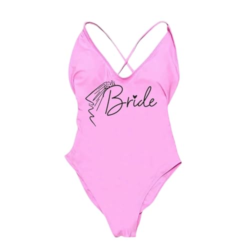 RLFOGQES Bikini Damen Gepolstert EIN Stück Badeanzug Briefdruck Bikini Bikini Badeanzug Sommerbodysuit-Dblack170B-P-L von RLFOGQES