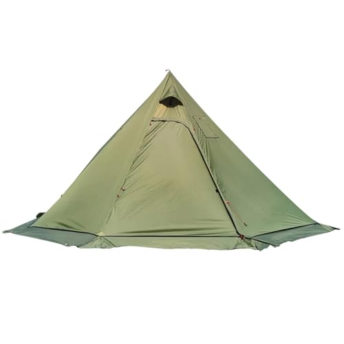 Eisfischerzelt 10,5' x 5,2' Campingzelt mit Herdanschluss, Outdoor-Tipi-Zelt für Familien, Camping, Rucksackreisen, Wandern Campingzelt(Army Green) von RLVYTA