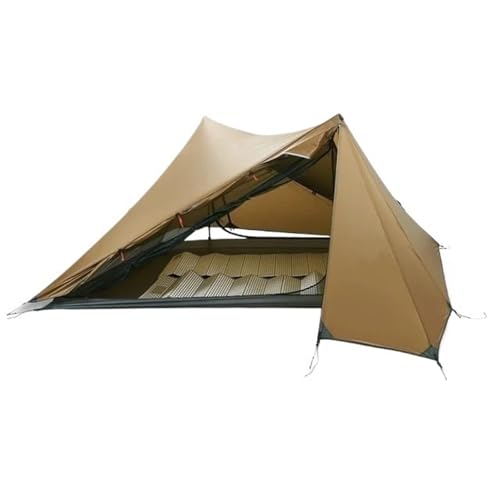 Eisfischerzelt Doppelseitig silikonbeschichtetes Doppel-A-Pyramiden-15D-Nylon-Stabloses Camping-Wander-Ultraleichtzelt für den Außenbereich Campingzelt(2p Brown 3S Full) von RLVYTA