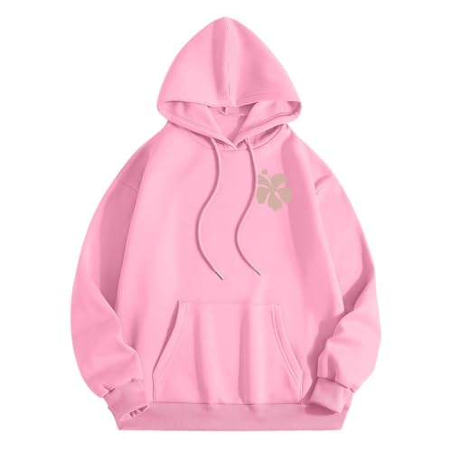 Damen Sweatshirt Hoodie Damen Mit Kapuze Beheizbarer Hoodie Damen Pink Palm Puff Hoodie Sweatshirt Mit Kapuze Sweatshirtjacke Hip Hop Hoodie Hoodie Mit Aufdruck Oversize Sweatshirt Damen (Rosa, S) von RMBLYfeiye