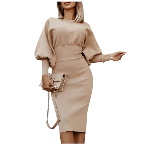Lange Kleider Damen Elegant Langes Kleid Damen Elegant Damenkleider Herbst Rundhals Einfarbiges Laternenärmel Business Kleider A Linien Bleistiftkleid Elegant Wickelkleid Glitzer Kleid Damen (Beige M) Lange Kleider Damen Elegant Langes Kleid Damen Elegant Damenkleider Herbst Rundhals Einfarbiges Laternenärmel Business Kleider A Linien Bleistiftkleid Elegant Wickelkleid Glitzer Kleid Damen (Beige M) von RMBLYfeiye