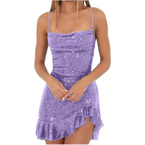 Meine Bestellung Anzeigen Unterkleid Für Durchsichtige Kleider Swing Kleid Damen Sommerkleid Lang Damen Spaghetti Mini Glitzer Kleid Sexy Rockabilly Kleider Ausgefallene Ball Kleid (Light Purple, Xl) von RMBLYfeiye