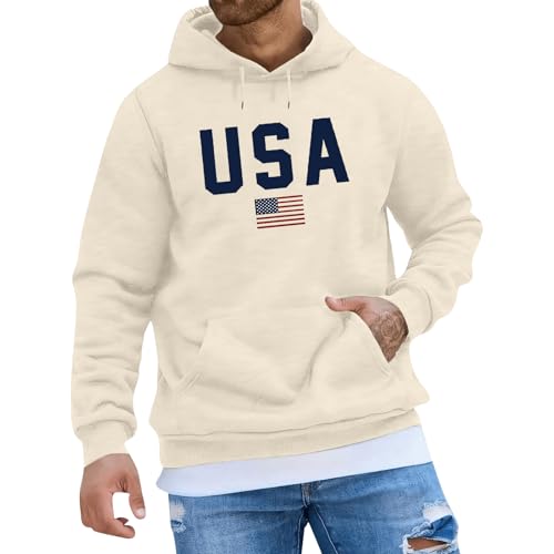 Meine Bestellungen Motorrad Hoodie Herren Rollkragenpullover Herren Hoodie Ärmellos Herren Usa Flaggen Druck Kapuzenpullover Männer Kapuzenjacke Mit Taschen Pink Palm Puff Hoodie (Beige, L) von RMBLYfeiye