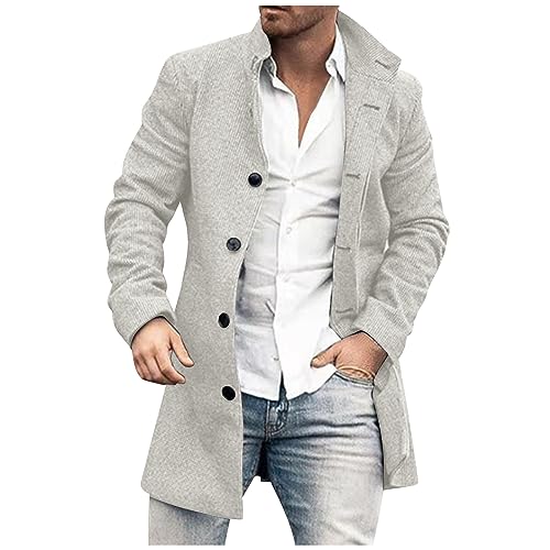 Outdoor Jacken Für Männer Fahrrad Jacke Für Herren Winterjacke Herren Parka Revers Trenchcoat Longline Knopfleiste Übergangsmantel Mit Taschen Hahnentritt Business Mantel Arbeitsjacke Herren (Beige L) von RMBLYfeiye