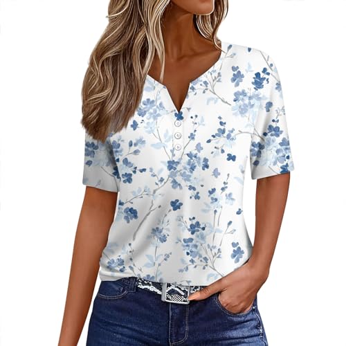 RMBLYfeiye Angebote des Tages Heute Damen Oberteile Damen Weiße Bluse Damen Hawaii Hemden Blusen Damen Sommer Tshirt Damen Baumwolle Sommer Damen Shirt Kurzarm Dirndlbluse Langarm (Weiß, XL) von RMBLYfeiye