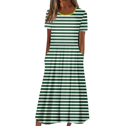 RMBLYfeiye Angebote des Tages Heute Festliche Kleider Für Damen Hochzeitskleider Für Damen Glitzergürtel Für Abendkleid Rundhalsausschnitt Gestreifter Druck Kurzarm Abendkleid Mit Taschen (Grün, XL) RMBLYfeiye Angebote des Tages Heute Festliche Kleider Für Damen Hochzeitskleider Für Damen Glitzergürtel Für Abendkleid Rundhalsausschnitt Gestreifter Druck Kurzarm Abendkleid Mit Taschen (Grün, XL) von RMBLYfeiye