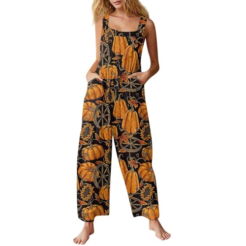 RMBLYfeiye B Ware Rückläufer Jumpsuit Damen Elegant Jogpants Hosen Damen Jumpsuit Kurz Damen Garten Latzhose Damen Ringelshirt Damen Latzhose Jeans Damen Halloween Kostüm Damen (Camel, 3XL) von RMBLYfeiye