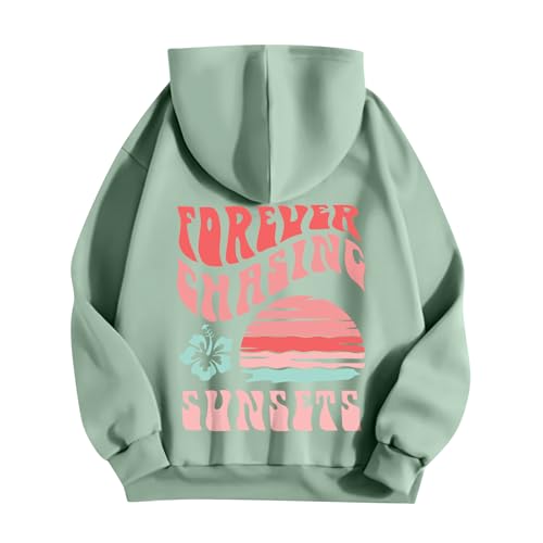 RMBLYfeiye Damen Hoodie Mit Kapuze Damen Pullover Winter Damen Pullover Lang Pink Palm Puff Hoodie Kuschel Hoodie Partner Pullover Sweatshirt Mit Kapuze Y2K Hoodie Hoodie Decke Lang (Minzgrün, 3XL) von RMBLYfeiye