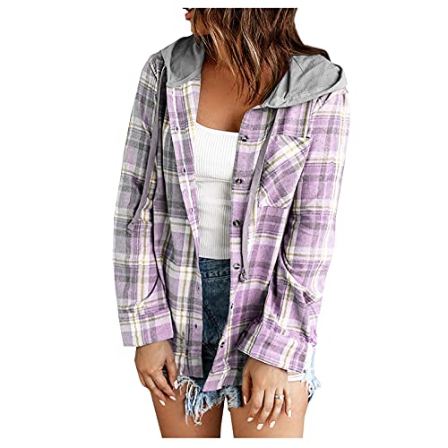 RMBLYfeiye Damen Kariertes Hemd Mit Kapuze Oversized Holzfäller Jacke Casual Hemd Loose Langarmhemd Brusttaschen Bluse Revers Kapuzeshirt Designer Freizeitjacke RMBLYfeiye Damen Kariertes Hemd Mit Kapuze Oversized Holzfäller Jacke Casual Hemd Loose Langarmhemd Brusttaschen Bluse Revers Kapuzeshirt Designer Freizeitjacke von RMBLYfeiye