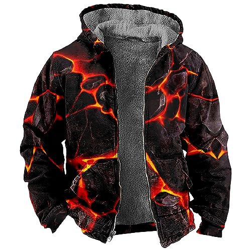 RMBLYfeiye Herren Fleece Thermohemd Warm Flanellhemd Holzfällerhemd Winter Innenfleece Jacke (Rot, 3XL) von RMBLYfeiye