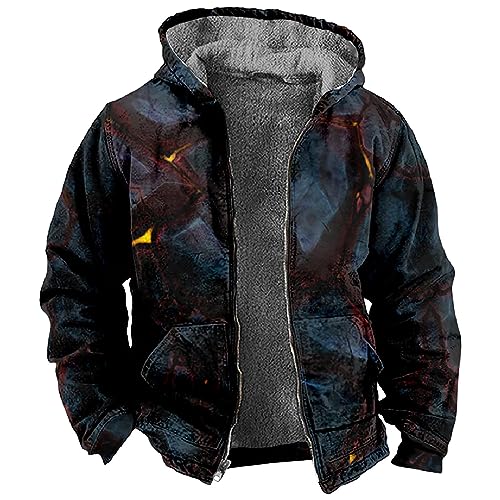 RMBLYfeiye Herren Warme Skijacke Gefütterte Winterjacke Wasserabweisende Funktionsjacke mit Abnehmbarer Kapuzen (Dunkelblau, 7XL) von RMBLYfeiye