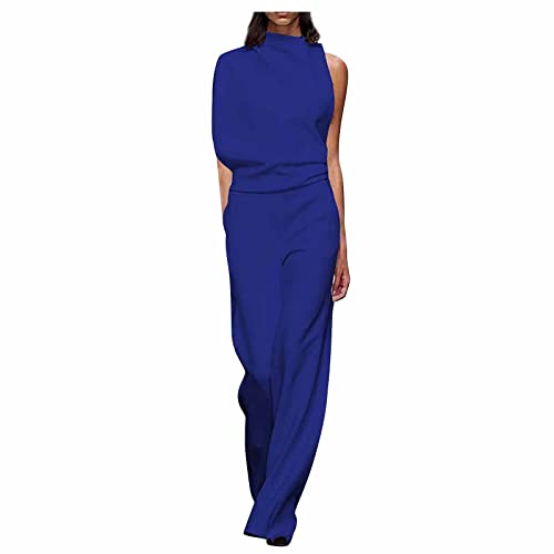 RMBLYfeiye Jumpsuit Damen Lang Rundhals Schulterfrei Jumpsuit Elegant Für Hochzeit Hohe Taille Mesh Cover Jumpsuit Mit Geradem Bein Hosenanzug Damen Business Hosenanzug Damen Festlich Hochzeit von RMBLYfeiye