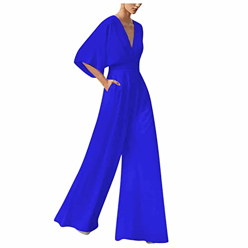 RMBLYfeiye Jumpsuit Damen Lang V-Ausschnitt Einfarbiges 3/4 Ärmel Chiffon Jumpsuit Mit Taschen Hohe Taille Tailliert Tunika Overall Hosenanzug Festlich Jumpsuit Elegant Hochzeit Gast RMBLYfeiye Jumpsuit Damen Lang V-Ausschnitt Einfarbiges 3/4 Ärmel Chiffon Jumpsuit Mit Taschen Hohe Taille Tailliert Tunika Overall Hosenanzug Festlich Jumpsuit Elegant Hochzeit Gast von RMBLYfeiye