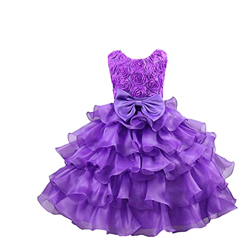 RMBLYfeiye Mädchen Kleid Kinder Rüschen Spitze Party Brautkleider Kind Baby Mädchen Geburtstagskleid Ärmellose Pailletten Bowknot Tutu Prinzessin Hochzeitsfeier Taufkleid Festzug Ballkleid von RMBLYfeiye