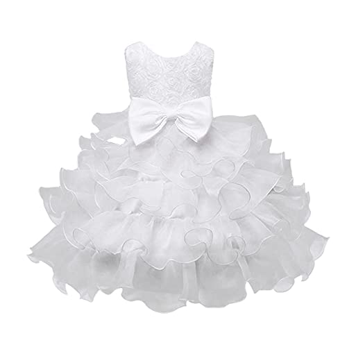 RMBLYfeiye Mädchen Kleid Kinder Rüschen Spitze Party Brautkleider Kind Baby Mädchen Geburtstagskleid Ärmellose Pailletten Bowknot Tutu Prinzessin Hochzeitsfeier Taufkleid Festzug Ballkleid von RMBLYfeiye