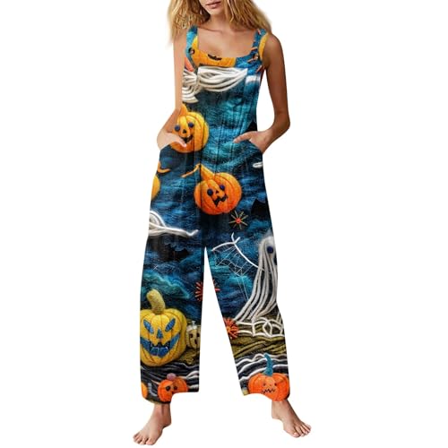 RMBLYfeiye Outlet Angebote Latzhose Damen Sommer Elegante Hose Damen Jumpsuit Damen Jeans Jeanslatzhose Damen Damen Overall Arbeitsoverall Damen Schürzen Halloween Kostüm Damen (Blau, 3XL) von RMBLYfeiye