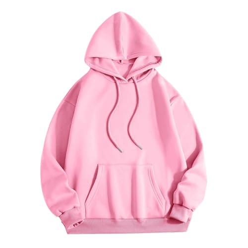 RMBLYfeiye Oversized Hoodie Basic Langarmshirt Damen Sweatshirt Damen Ohne Kapuze Pink Palm Puff Hoodie Kuschel Hoodie Sweatjacke Y2K Hoodie Hoodie Mit Aufdruck Oversize Pullover Damen (Rosa, 3XL) von RMBLYfeiye