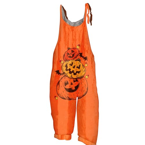 RMBLYfeiye Retourenkauf-70-99-Günstiger Culotte Damen Damen Kleid Sommer Hosenanzug Damen Hochzeit Overall Gartenhose Damen Leinenbluse Damen Bunte Halloween Kostüm Damen (Orange, 5XL) von RMBLYfeiye