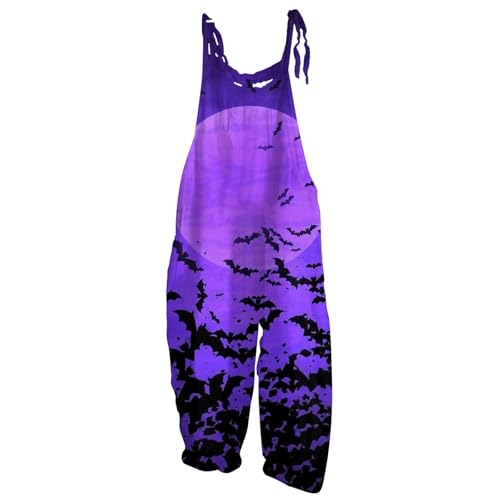 RMBLYfeiye Retourenkauf Jogginganzug Damen Damen Anzug Overall Damen Elegant Latzhose Damen Sommer Hosenanzug Damen Overall Damen Halloween Kostüm Damen (Dark Purple, 3XL) von RMBLYfeiye