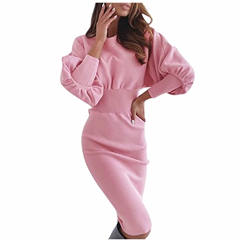 RMBLYfeiye Strickkleid Damen Rundhals Einfarbiges Laternenärmel Business Kleider A Linien Bleistiftkleid Elegant Wickelkleid Etuikleid Für Frauen Figurbetontes Kleid Cocktailkleid Knielang RMBLYfeiye Strickkleid Damen Rundhals Einfarbiges Laternenärmel Business Kleider A Linien Bleistiftkleid Elegant Wickelkleid Etuikleid Für Frauen Figurbetontes Kleid Cocktailkleid Knielang von RMBLYfeiye