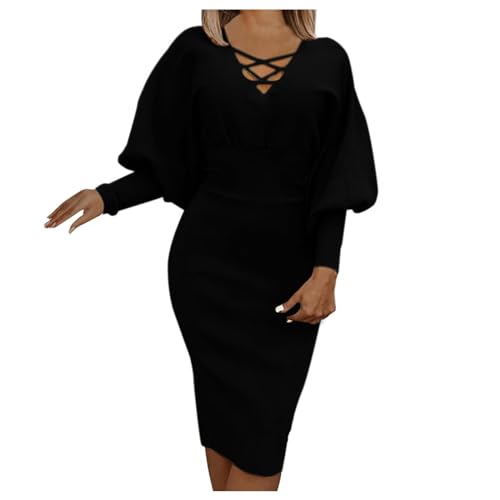 RMBLYfeiye Strickkleid Damen Rundhals Einfarbiges Laternenärmel Business Kleider A Linien Bleistiftkleid Elegant Wickelkleid Etuikleid Für Frauen Figurbetontes Kleid Cocktailkleid Knielang RMBLYfeiye Strickkleid Damen Rundhals Einfarbiges Laternenärmel Business Kleider A Linien Bleistiftkleid Elegant Wickelkleid Etuikleid Für Frauen Figurbetontes Kleid Cocktailkleid Knielang von RMBLYfeiye