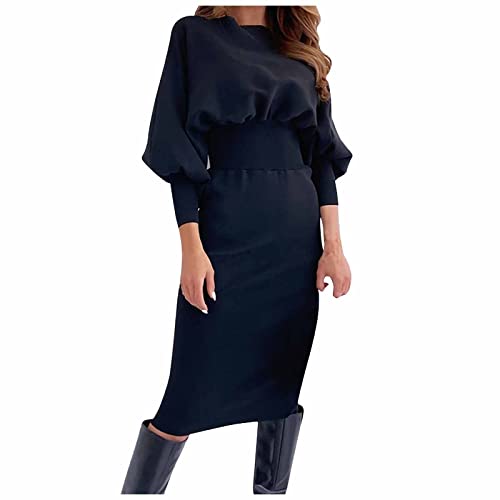 RMBLYfeiye Strickkleid Damen Rundhals Einfarbiges Laternenärmel Business Kleider A Linien Bleistiftkleid Elegant Wickelkleid Etuikleid Für Frauen Figurbetontes Kleid Cocktailkleid Knielang RMBLYfeiye Strickkleid Damen Rundhals Einfarbiges Laternenärmel Business Kleider A Linien Bleistiftkleid Elegant Wickelkleid Etuikleid Für Frauen Figurbetontes Kleid Cocktailkleid Knielang von RMBLYfeiye